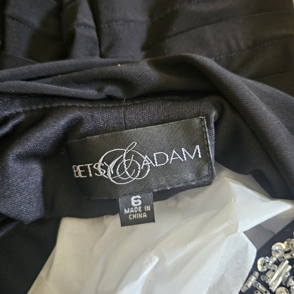 Betsy and Adam dress black sequin strappy formal cut out draping back - Picture 4 of 11